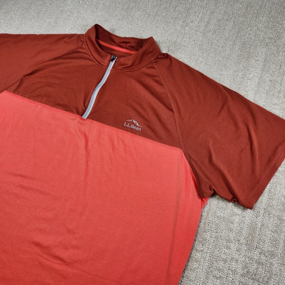 LL Bean Shirt Men XXL Comfort Cycling Jersey Slightly Fitted Red Stretch MTB